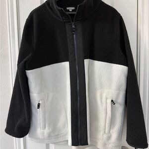 Talbots Black and White Fleece Jacket